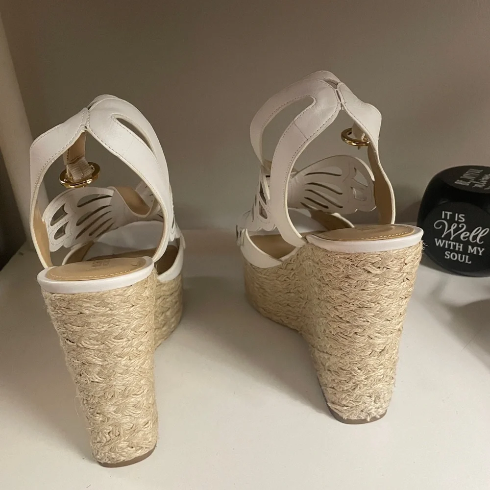 White Women's Espadrille Wedge Sandals - Slingback Platform